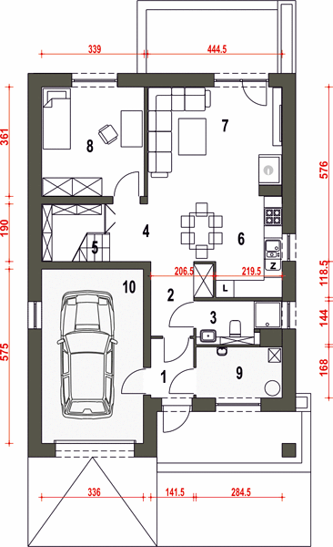 План 1 этажа дома KIA-1423-83 План 1 этажа дома KIA-1423-83
