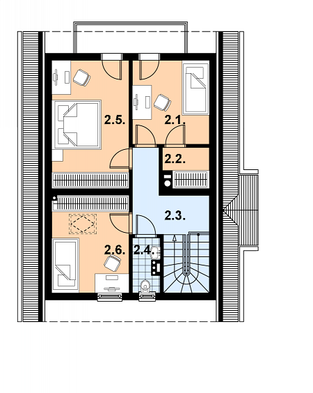 План 2 этажа дома CCD-2331-74 План 2 этажа дома CCD-2331-74